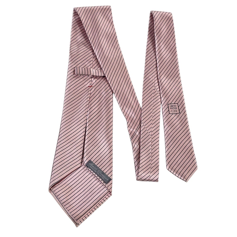 Daniel Cremieux Striped Silk Tie Limited Edition 1/37 Pink Navy Mens Formal Neck